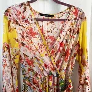 Ark & Co Yellow and Pink Floral Long Sleeve Dress